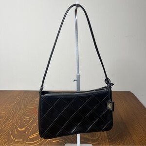 Ralph Lauren Y2K Black Leather Quilted Hobo Small Shoulder Bag